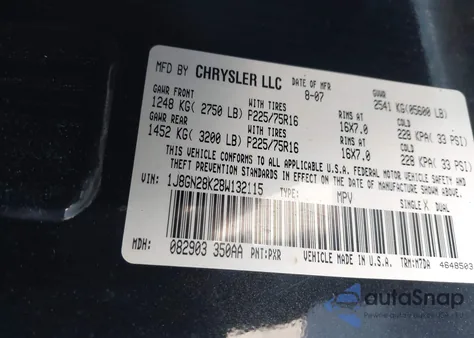 2008 Jeep Liberty Sport from USA, damaged, VIN 1J8GN28K28W132115